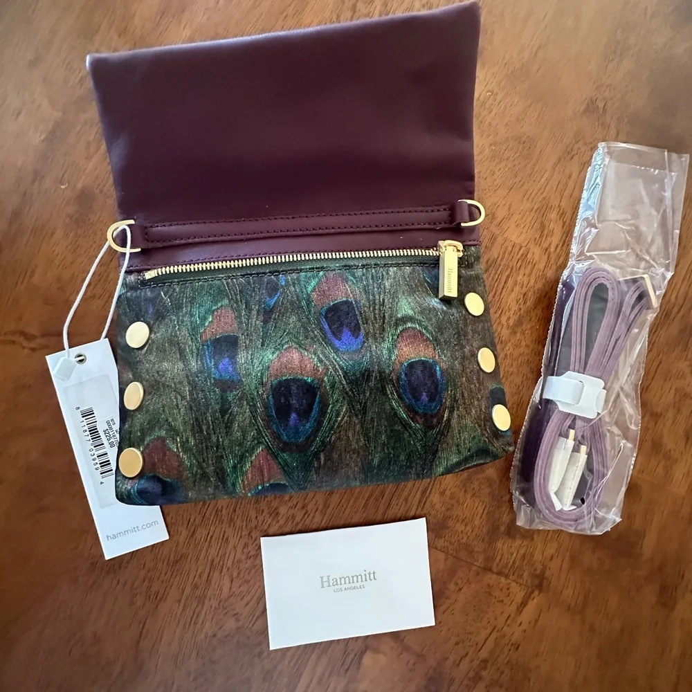 Hammitt burgundy and Green Clutch with Gold Details - Picture 4 of 10
